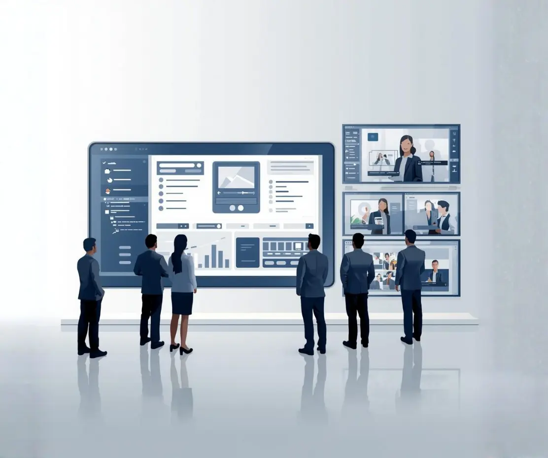 al people working with an AI operating system built for training video production