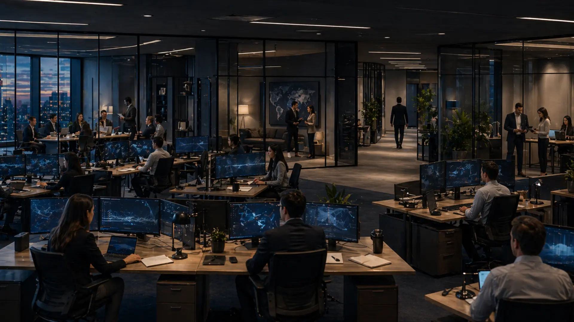 Business operations environment showing connected workflows across teams with structured and consistent execution