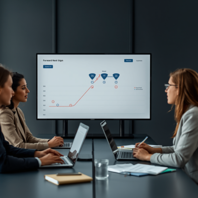 Sales leaders planning next steps and defining pipeline strategy in a structured business meeting