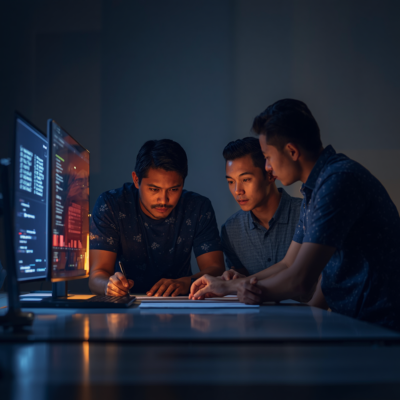 Business team discussing how AI can improve sourcing, outreach, and follow-up across the sales pipeline