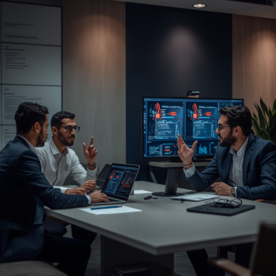 Business team evaluating how AI tools are currently used across tasks in a collaborative office setting