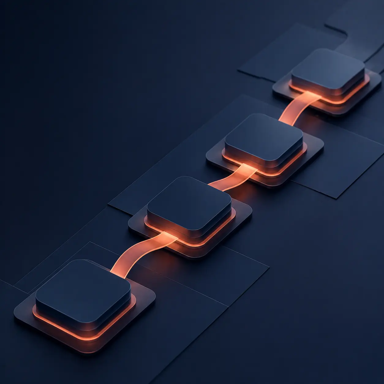 Aligned workflow elements representing a continuous and structured business development system.